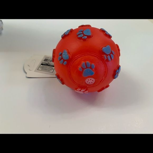 Pet- Squeaky Toy- Ball W/ Paw Prints - Various Colors - Picture 10 of 11